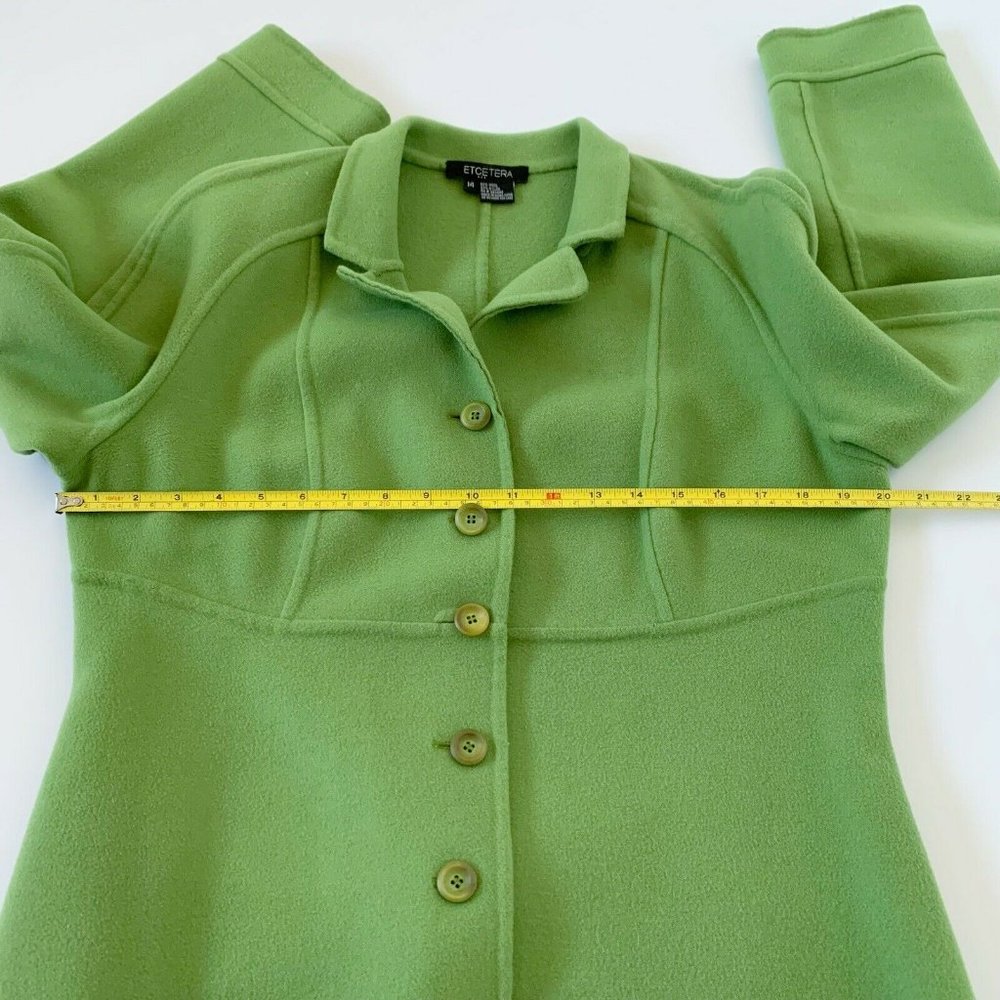 Etcetera Women’s Wool Blend Blazer Jacket Green Button Front 14 L Casual Career - Picture 8 of 11
